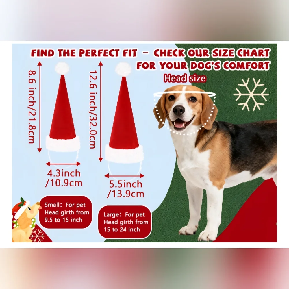 Adjustable Christmas Dog Santa Hat Large Dogs‎ NWT